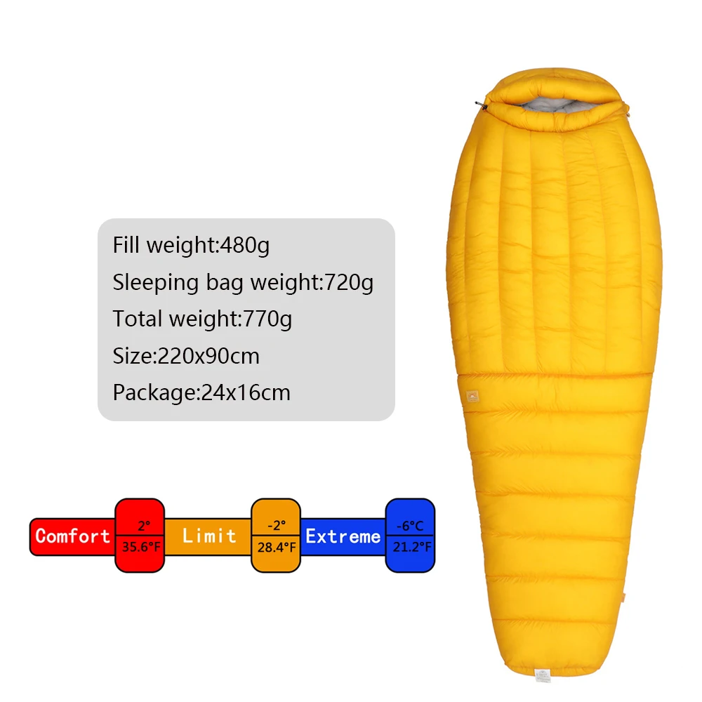 Sac de couchage ultraléger grand froid jaune