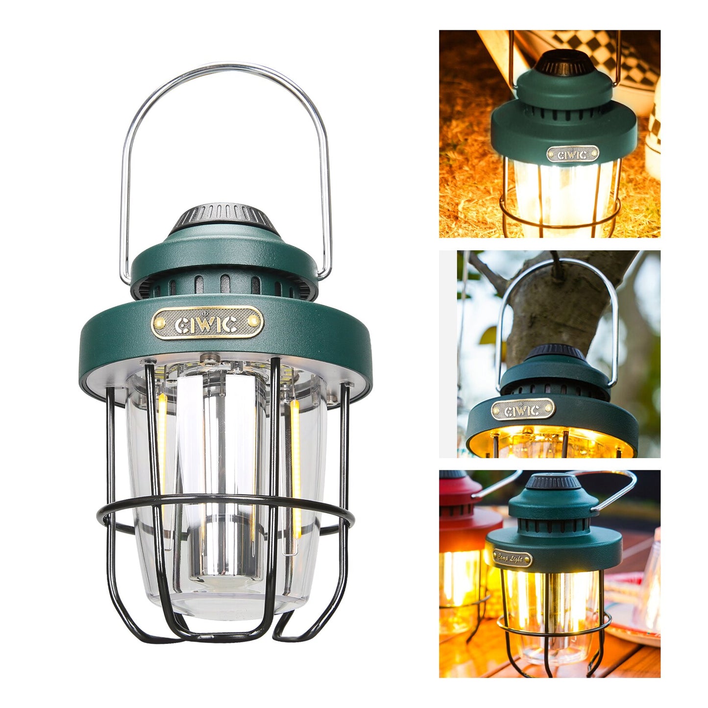 Lanterne vintage Led vert