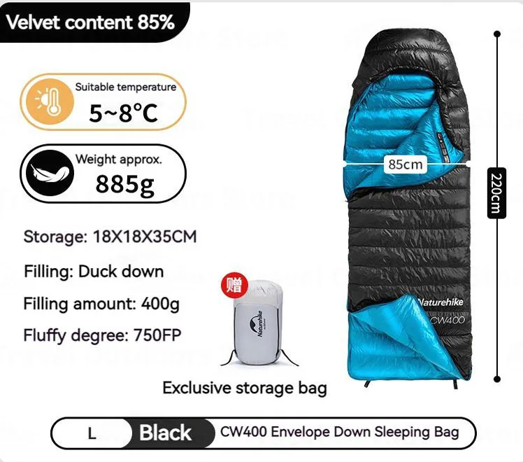 Sac de couchage ultraléger noir 885g