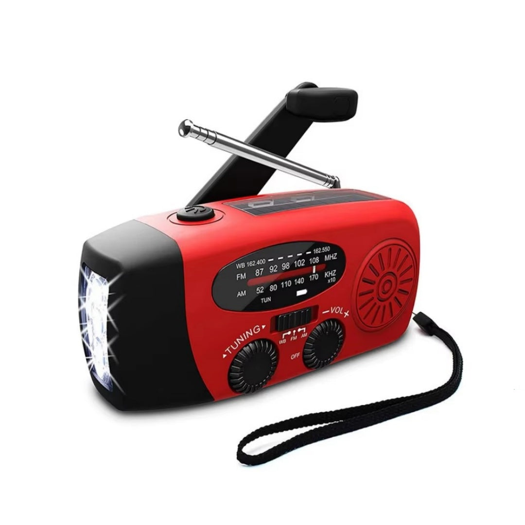 Lampe torche radio dynamo rouge
