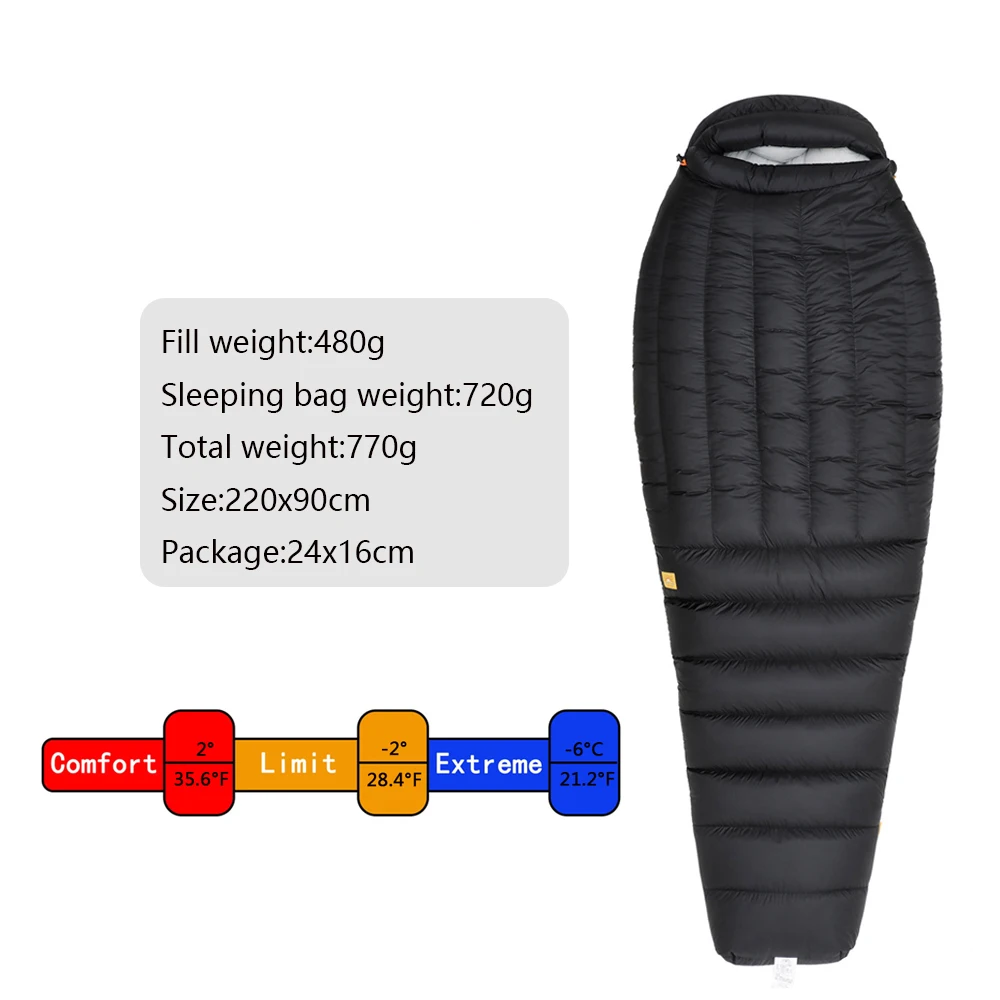 Sac de couchage ultraléger grand froid noir