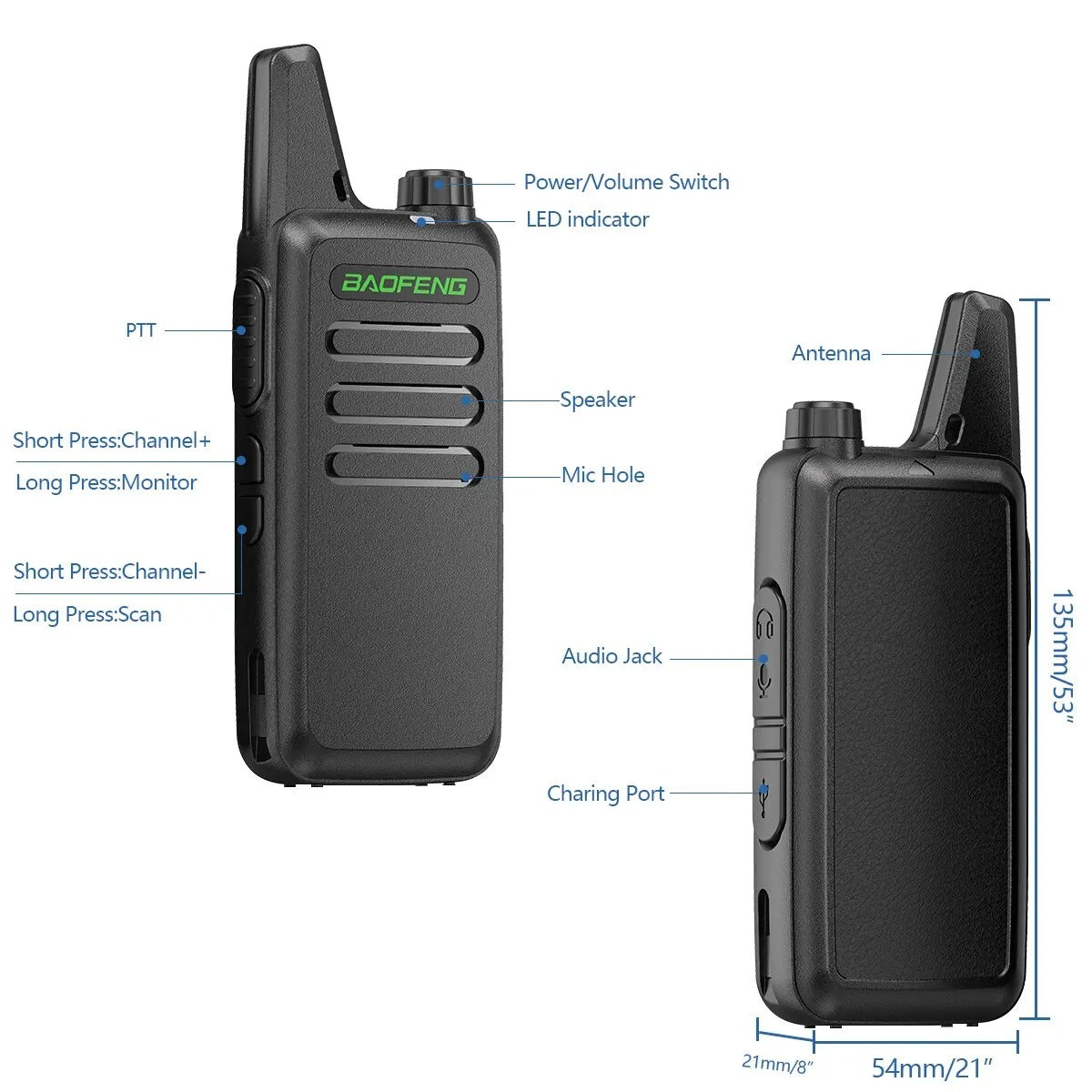 Talkie walkie 470mhz noir
