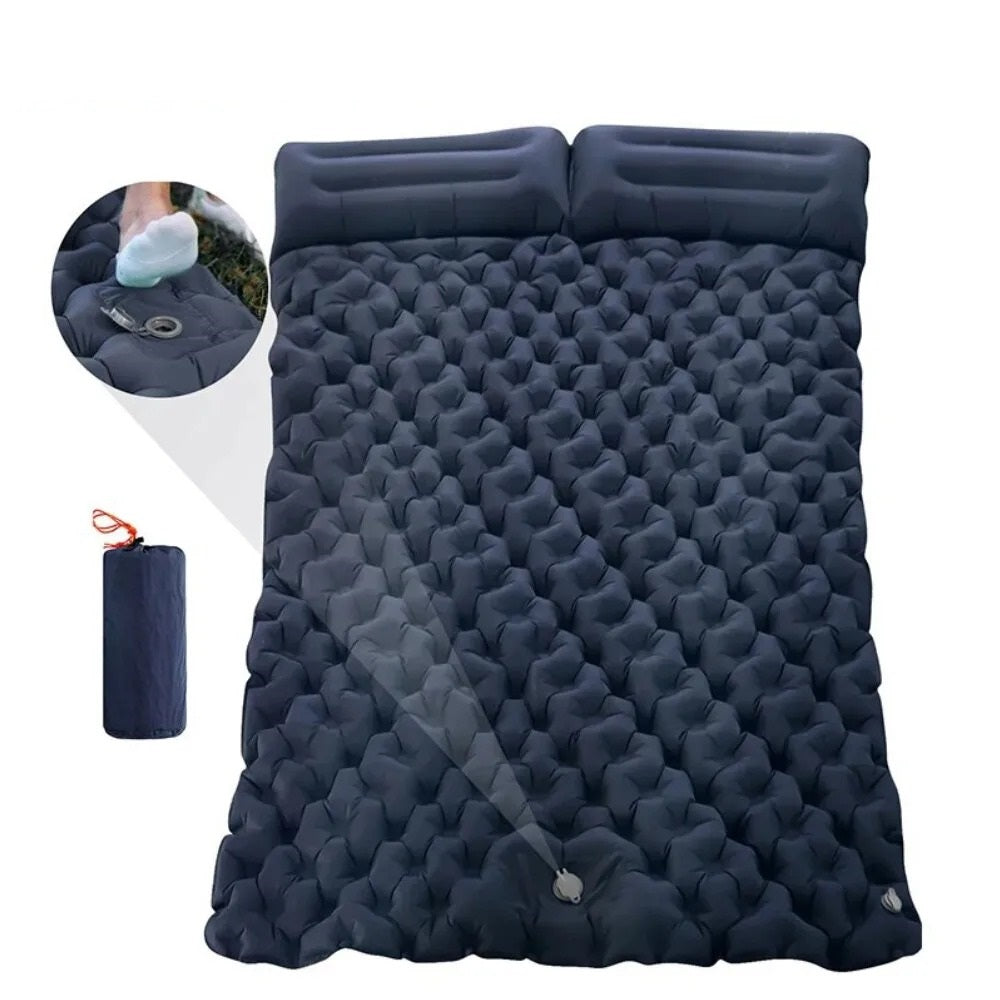 Double matelas gonflable bleu