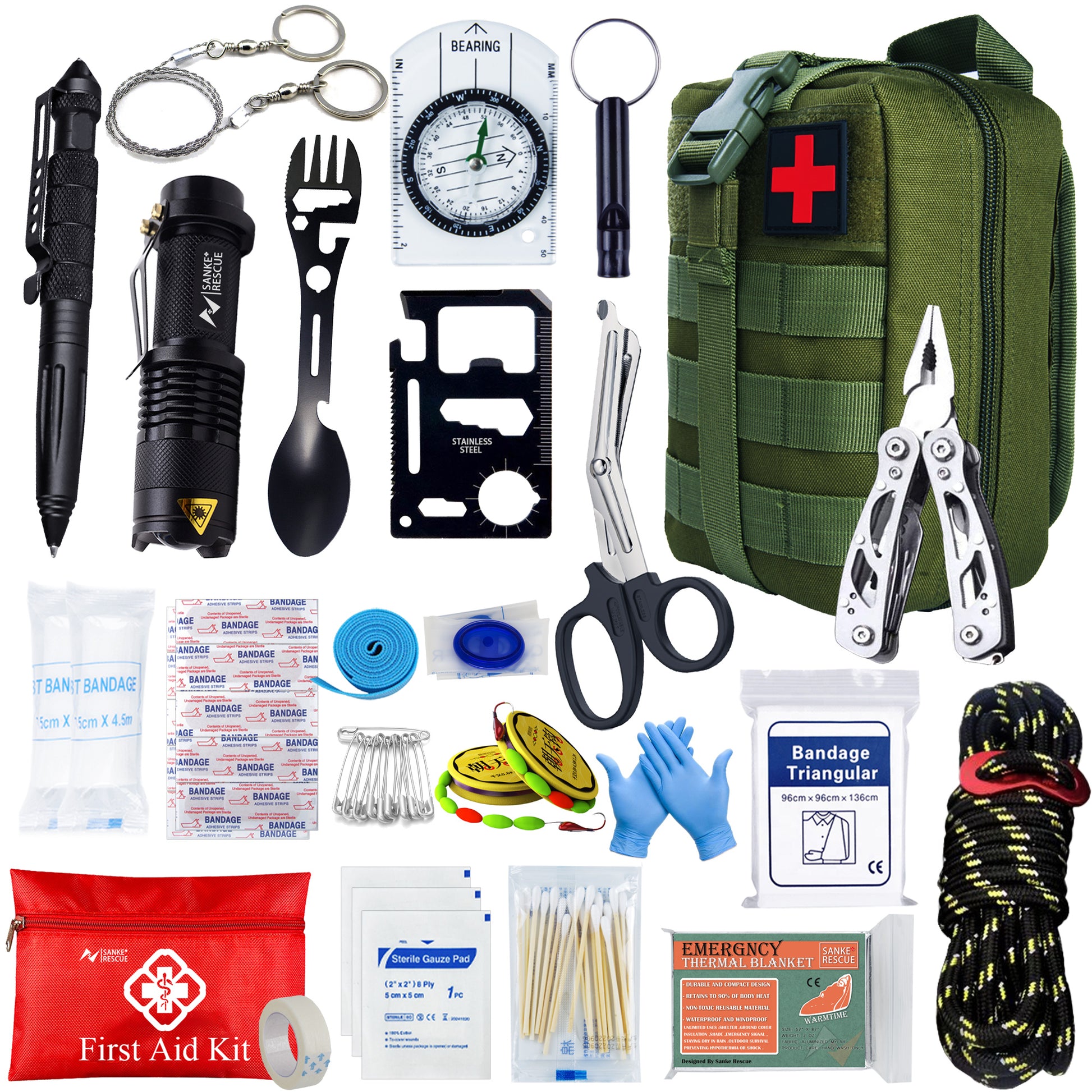 Trousse de premiers soins de survie militaire vert