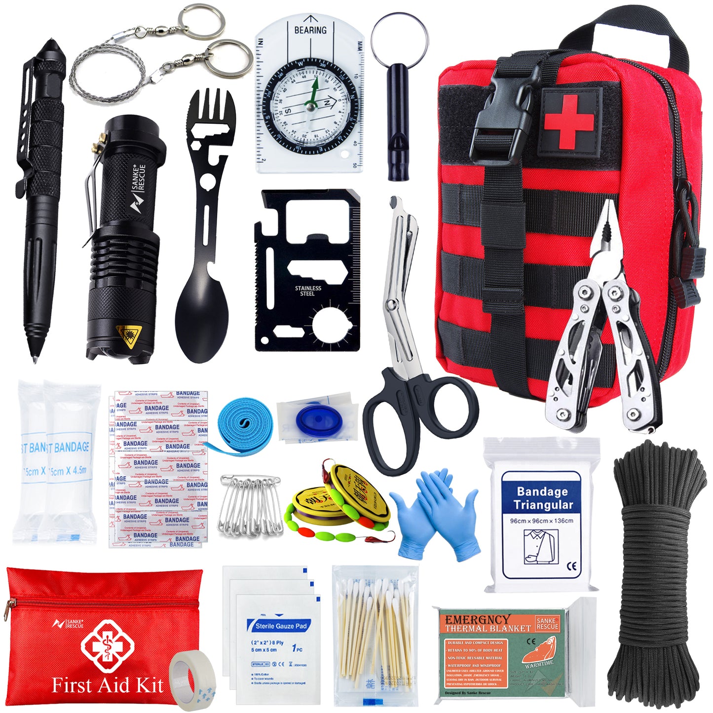 Trousse de premiers soins de survie militaire rouge