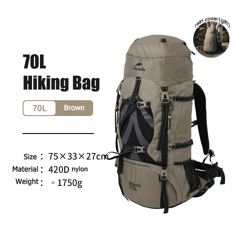 Sac à dos randonnée 70L marron
