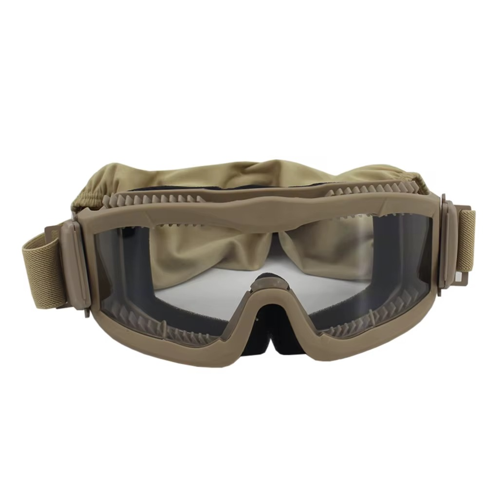 Lunette coupe vent beige verre transparent