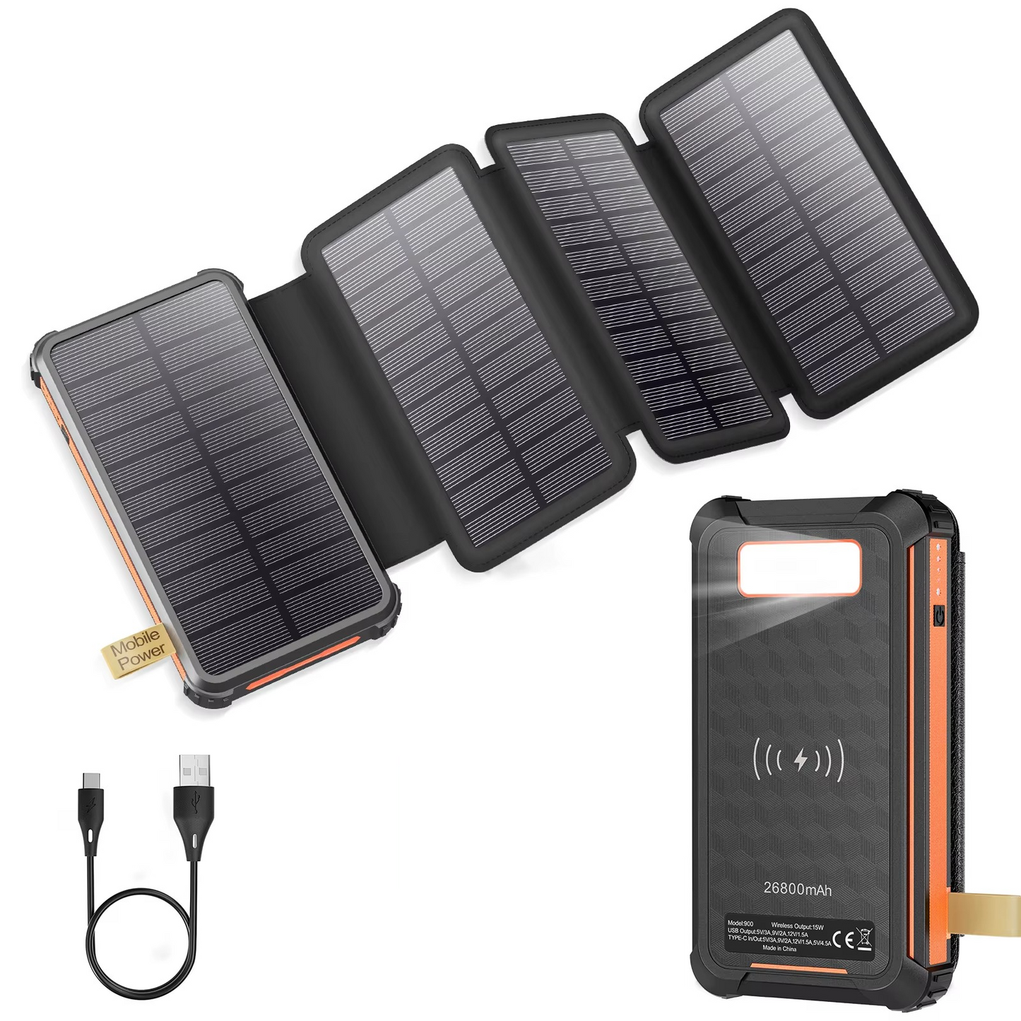 Batterie externe avec panneau solaire