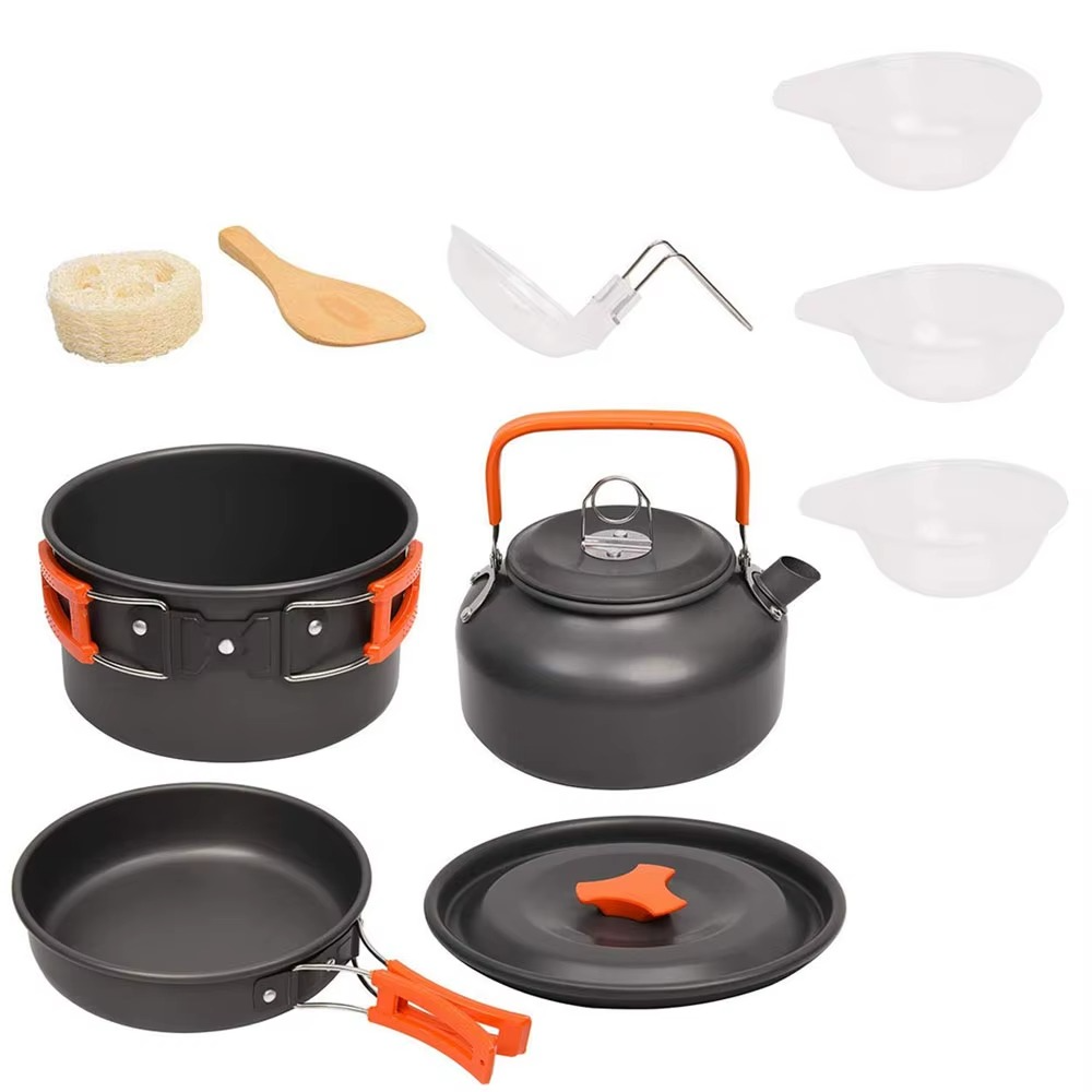 Batterie cuisine camping orange