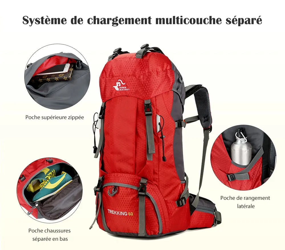 Sac a dos 60L rouge