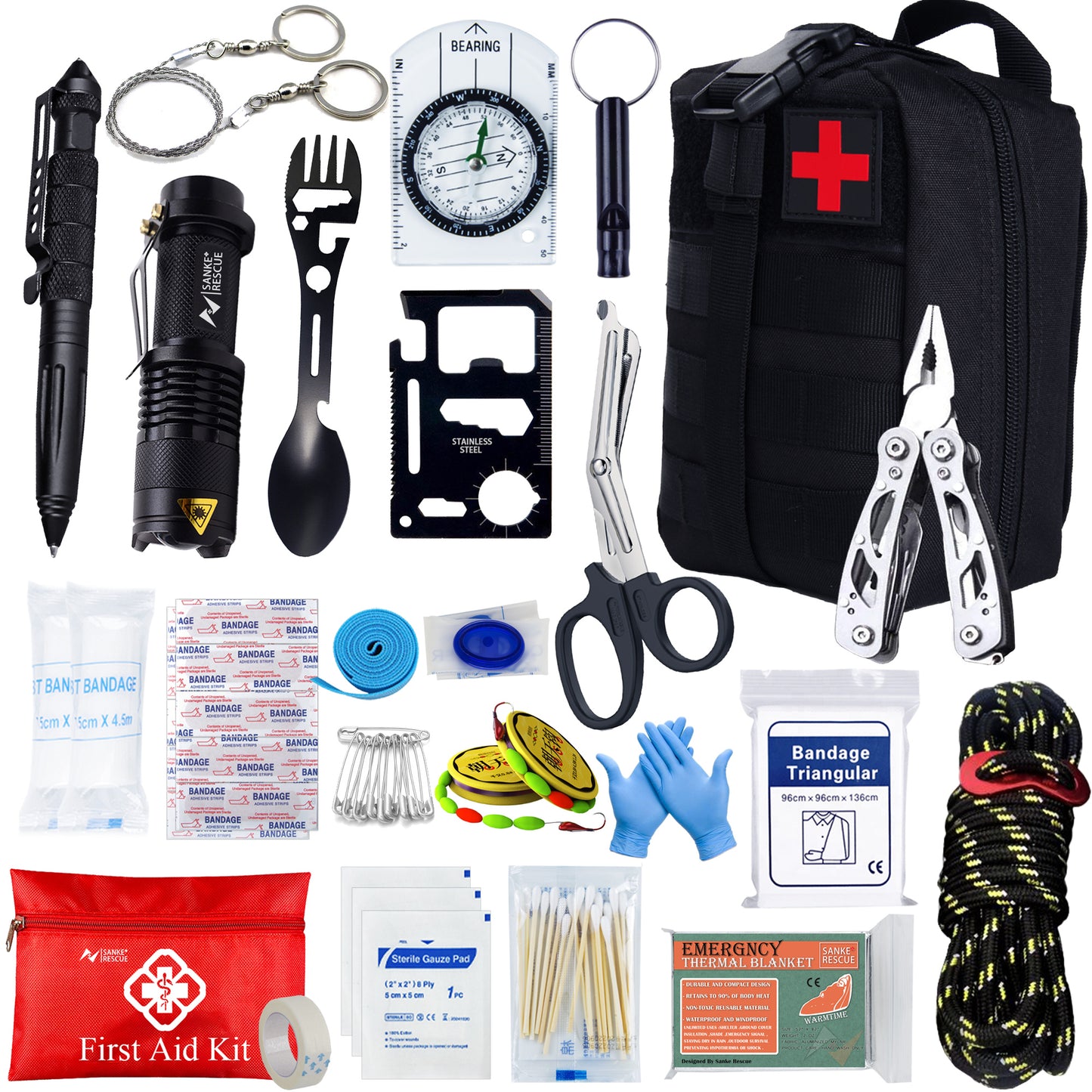 Trousse de premiers soins de survie militaire noire