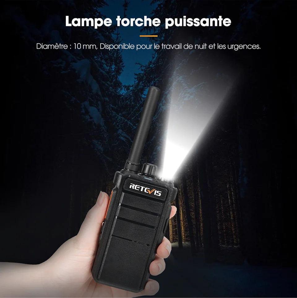 Talkie walkie portée 3 km lampe torche puissante
